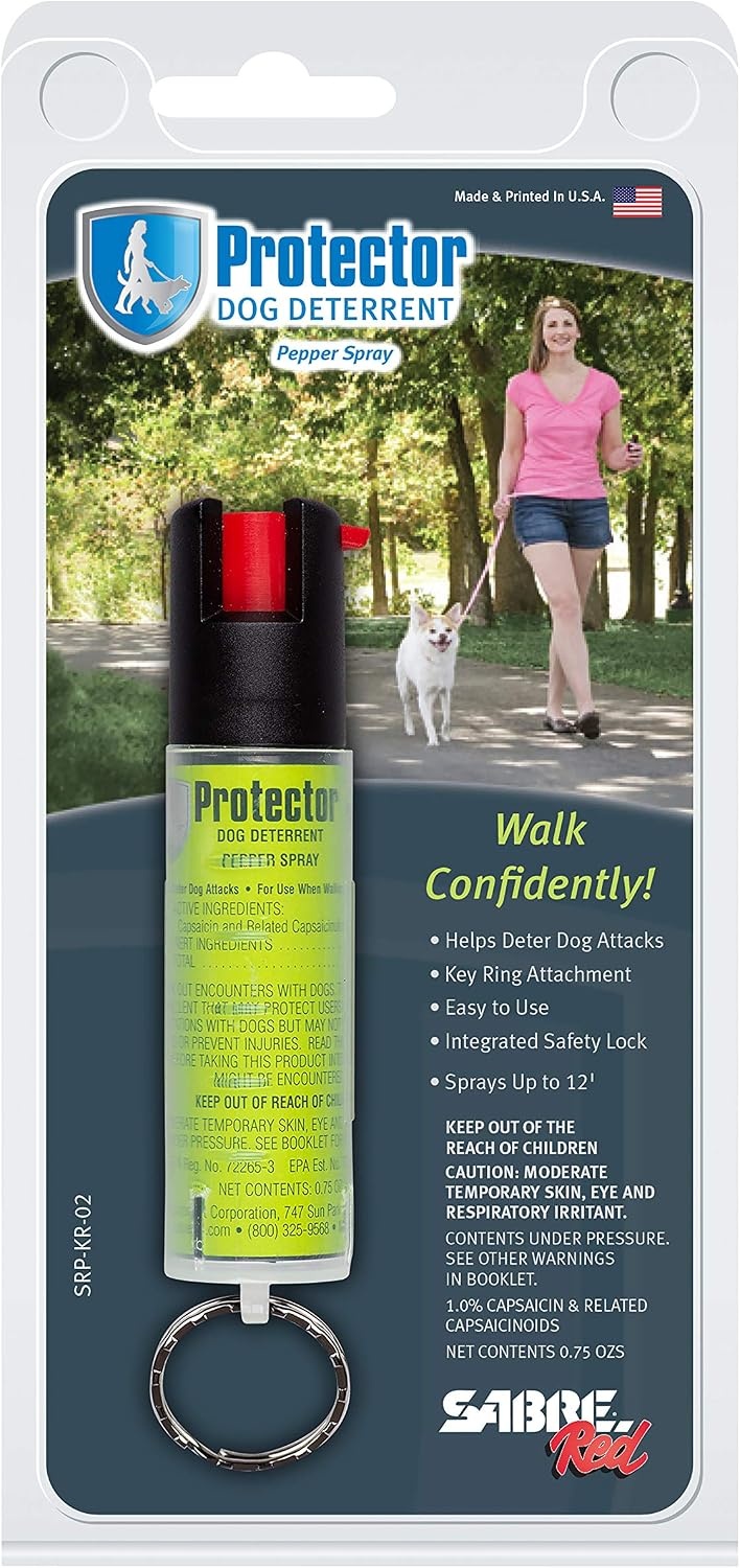 image:imageSABRE Protector Dog Spray with Key Ring 14 Bursts 12Foot 4Meter Range Humane Dog Attack Deterrent Maximum Strength Allowed By EPAGreen
