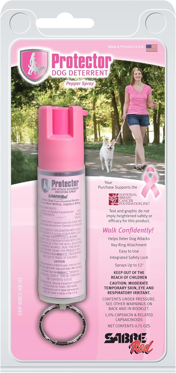 image:imageSABRE Protector Dog Spray with Key Ring 14 Bursts 12Foot 4Meter Range Humane Dog Attack Deterrent Maximum Strength Allowed By EPAPink Camo