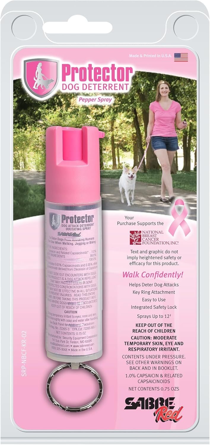image:imageSABRE Protector Dog Spray with Key Ring 14 Bursts 12Foot 4Meter Range Humane Dog Attack Deterrent Maximum Strength Allowed By EPAPink Camo